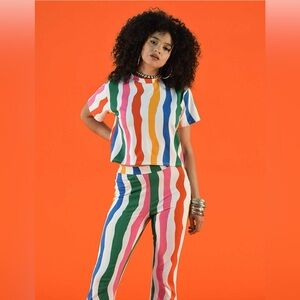 Nooworks Kick Flare Pants Salvation Stripe Medium Vibrant Style